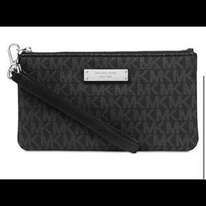 Michael Kors black and silver wristlet
